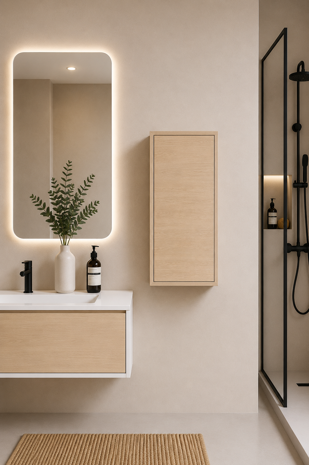 Badhochschrank FLORENCIA mit einer Tür, 70 cm
