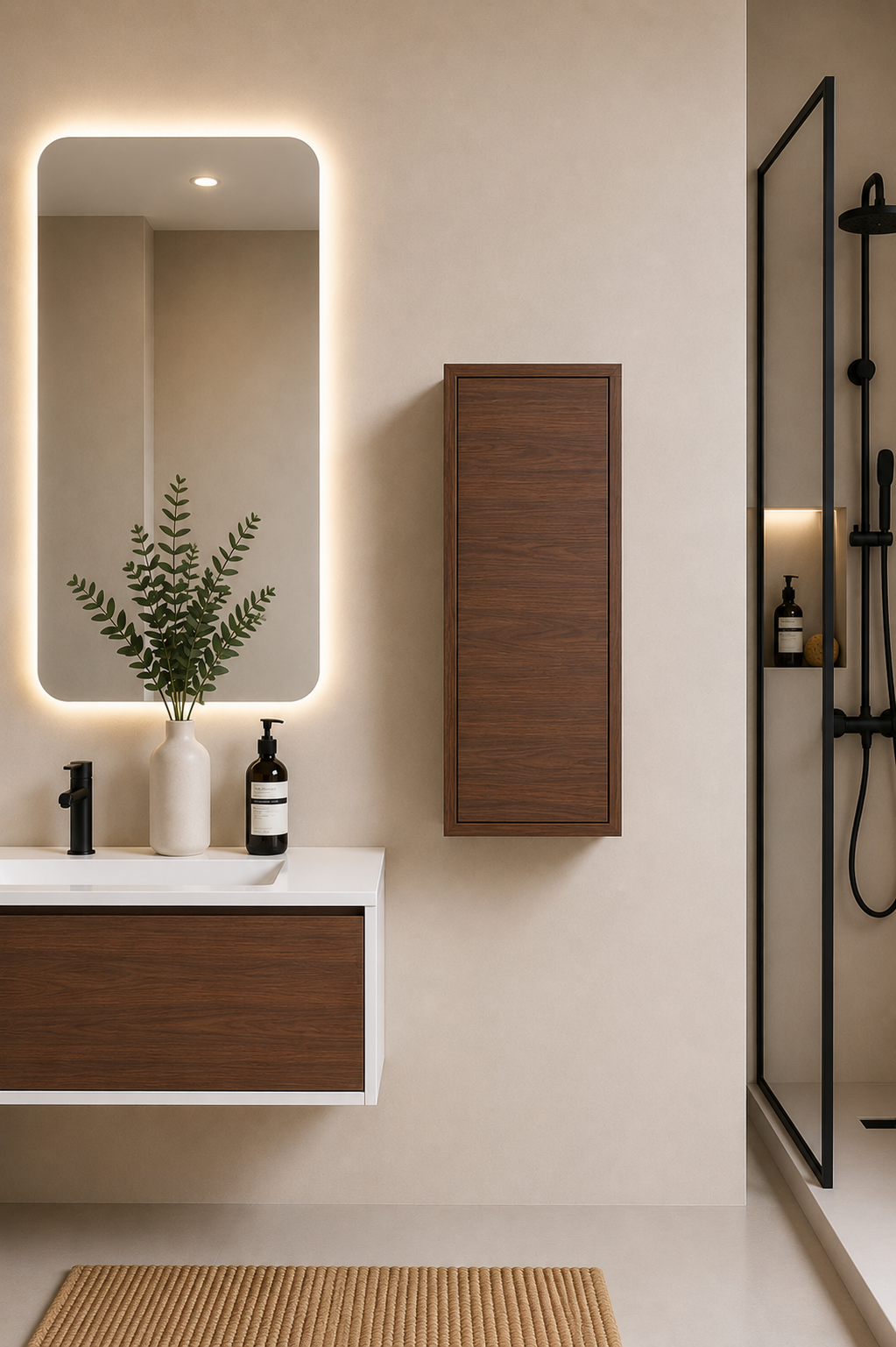 Badhochschrank FLORENCIA mit einer Tür, 70 cm