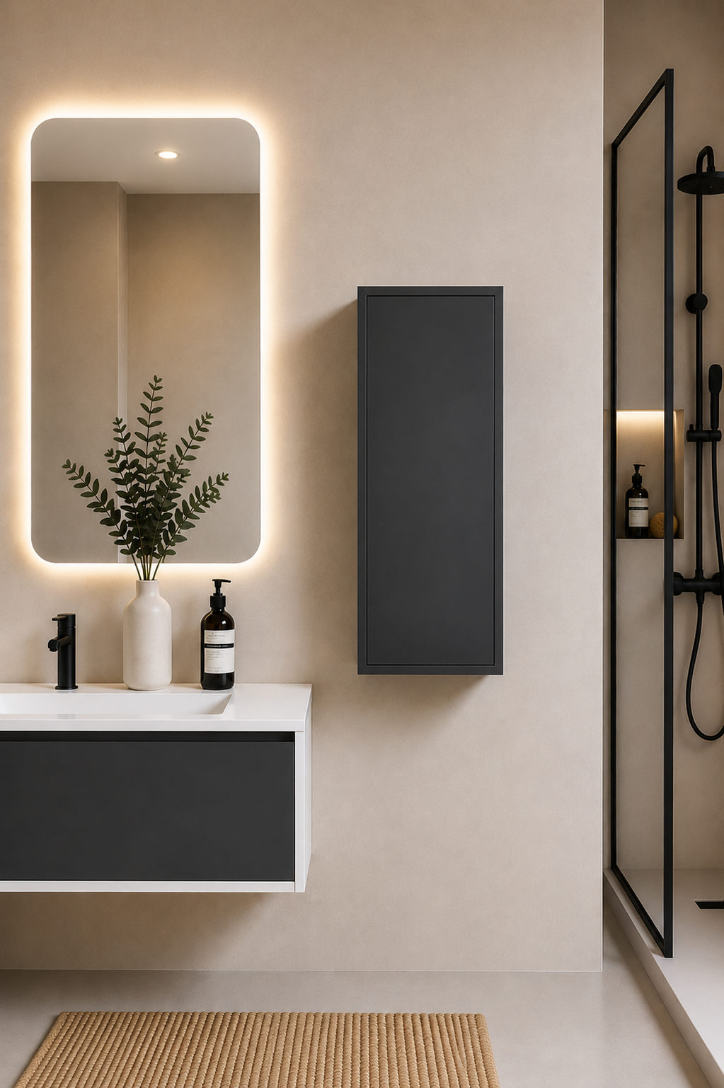 Badhochschrank FLORENCIA mit einer Tür, 70 cm