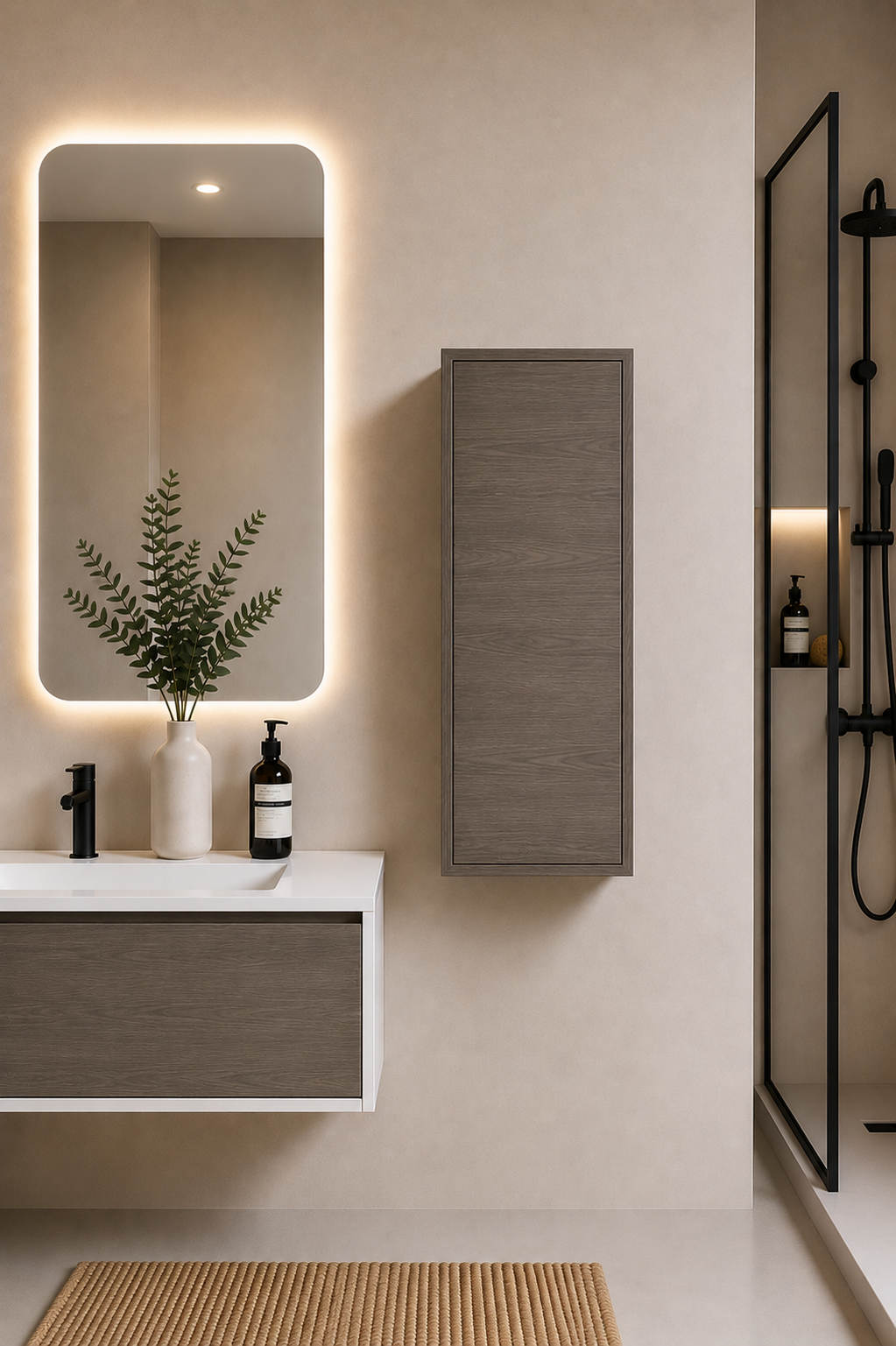 Badhochschrank FLORENCIA mit einer Tür, 70 cm